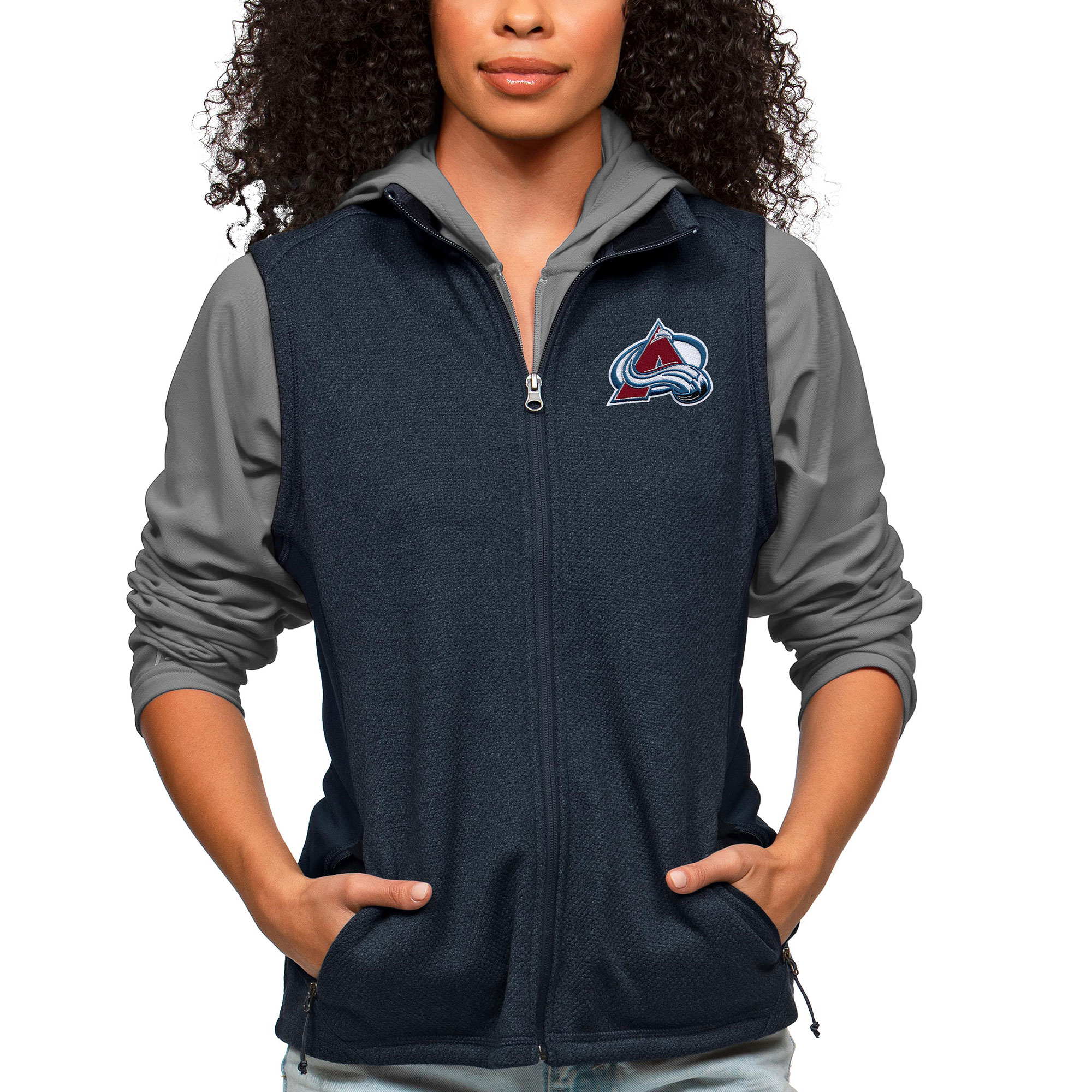 Women's Antigua Heather Gray Detroit Red Wings Logo Action Chenille  Pullover Hoodie